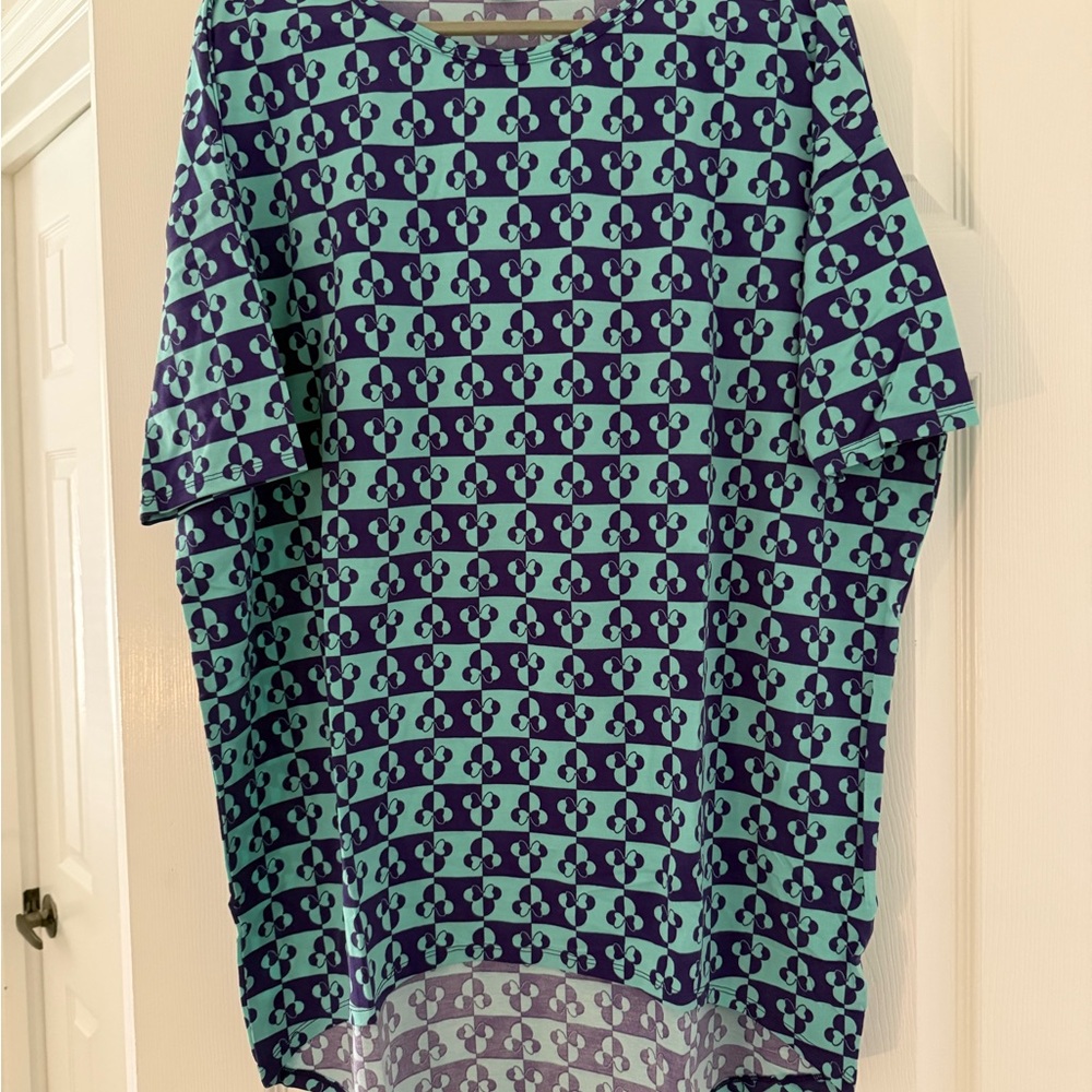 LuLaRoe Disney Blue and Green Irma Tunic